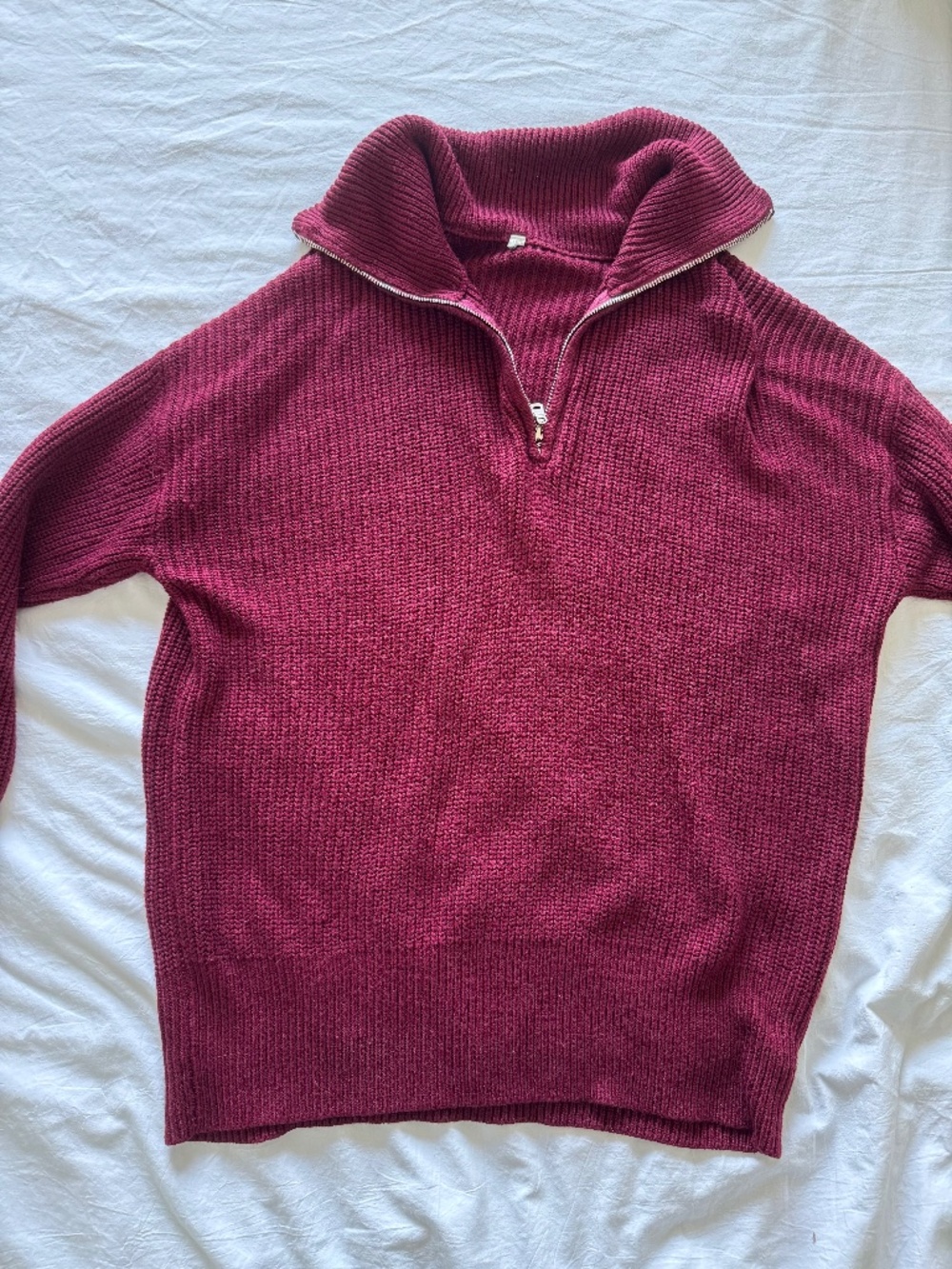 Red Knit Quarter-zip